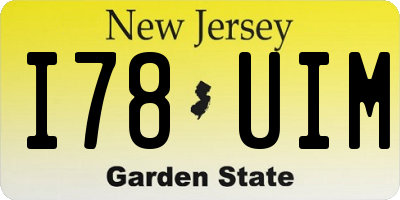 NJ license plate I78UIM
