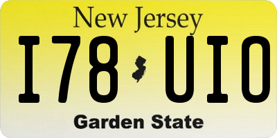 NJ license plate I78UIO