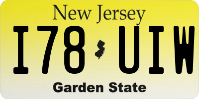 NJ license plate I78UIW