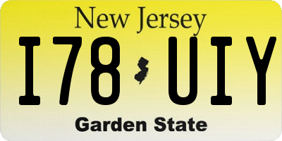 NJ license plate I78UIY
