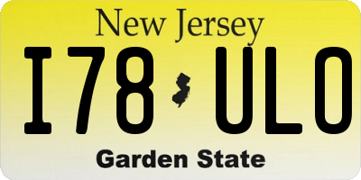 NJ license plate I78ULO