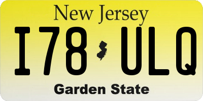 NJ license plate I78ULQ