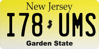 NJ license plate I78UMS