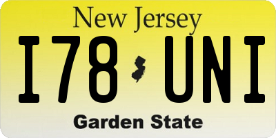 NJ license plate I78UNI