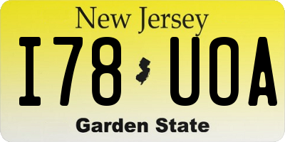 NJ license plate I78UOA