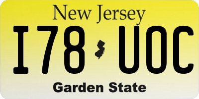 NJ license plate I78UOC