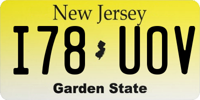NJ license plate I78UOV