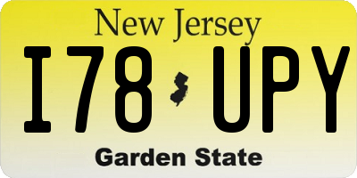 NJ license plate I78UPY