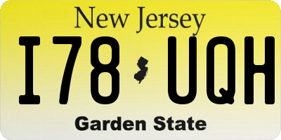 NJ license plate I78UQH