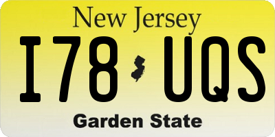 NJ license plate I78UQS