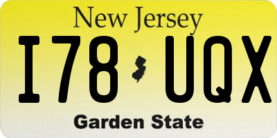 NJ license plate I78UQX