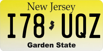 NJ license plate I78UQZ