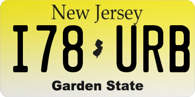 NJ license plate I78URB