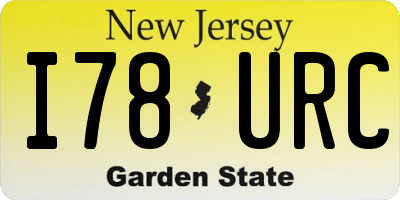 NJ license plate I78URC