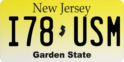 NJ license plate I78USM
