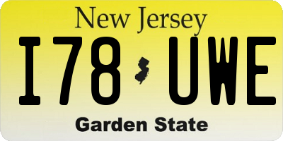 NJ license plate I78UWE