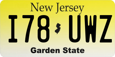 NJ license plate I78UWZ