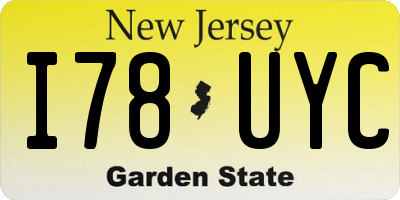 NJ license plate I78UYC