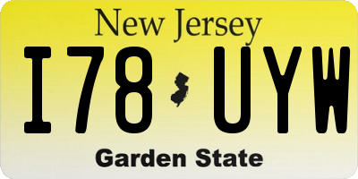 NJ license plate I78UYW