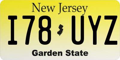 NJ license plate I78UYZ