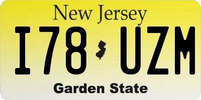 NJ license plate I78UZM