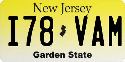 NJ license plate I78VAM