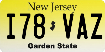 NJ license plate I78VAZ