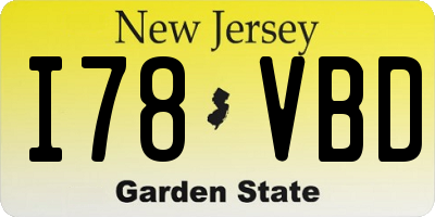 NJ license plate I78VBD