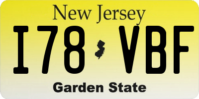 NJ license plate I78VBF