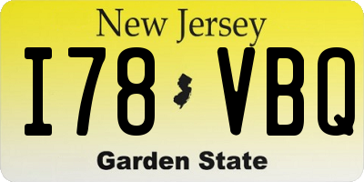 NJ license plate I78VBQ