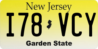 NJ license plate I78VCY