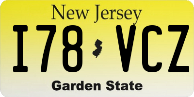 NJ license plate I78VCZ