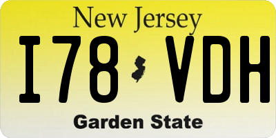 NJ license plate I78VDH