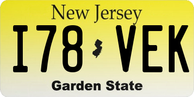 NJ license plate I78VEK