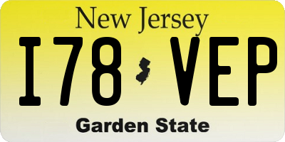 NJ license plate I78VEP