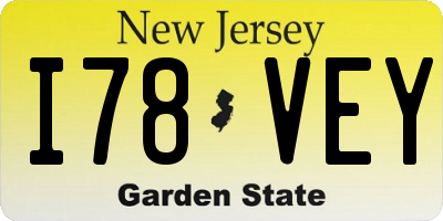 NJ license plate I78VEY