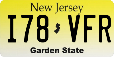 NJ license plate I78VFR