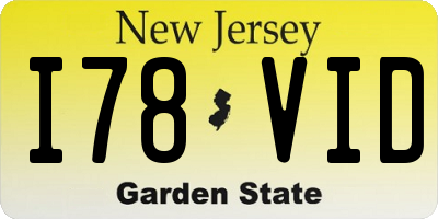 NJ license plate I78VID