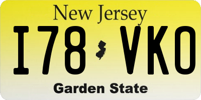NJ license plate I78VKO