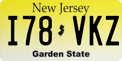 NJ license plate I78VKZ