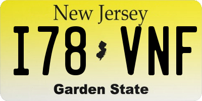 NJ license plate I78VNF