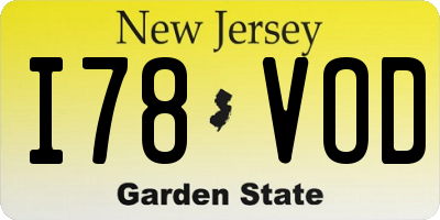 NJ license plate I78VOD