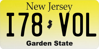 NJ license plate I78VOL