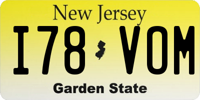 NJ license plate I78VOM