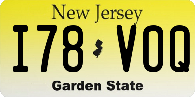 NJ license plate I78VOQ