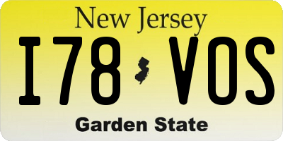 NJ license plate I78VOS