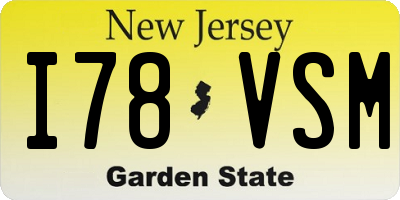 NJ license plate I78VSM
