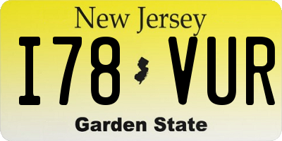 NJ license plate I78VUR
