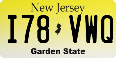 NJ license plate I78VWQ