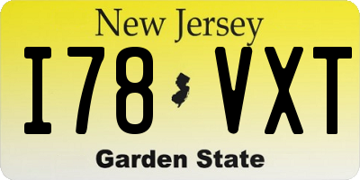 NJ license plate I78VXT
